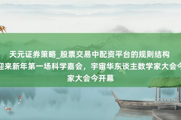 天元证券策略_股票交易中配资平台的规则结构 上海迎来新年第一场科学嘉会，宇宙华东谈主数学家大会今开幕