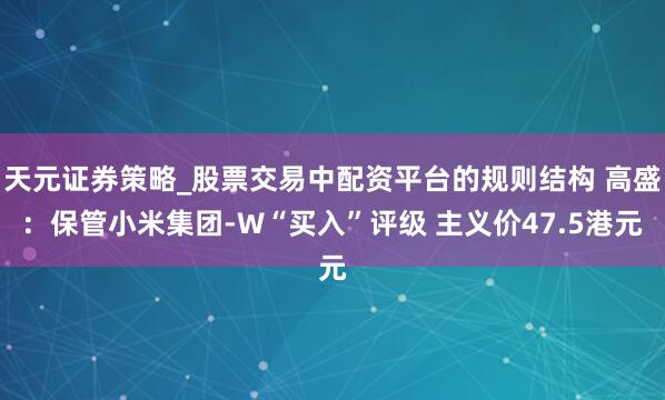 天元证券策略_股票交易中配资平台的规则结构 高盛：保管小米集团-W“买入”评级 主义价47.5港元